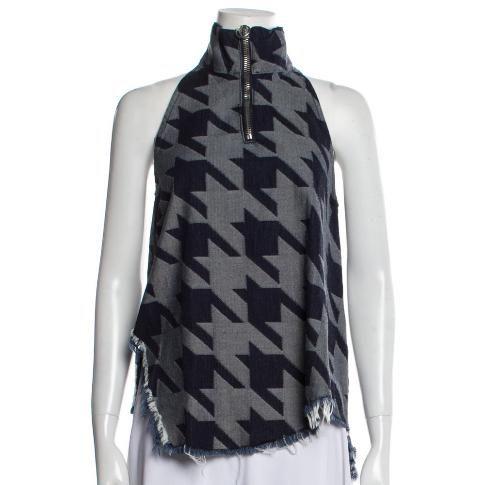 Marques’ Almeida printed mock neck denim top